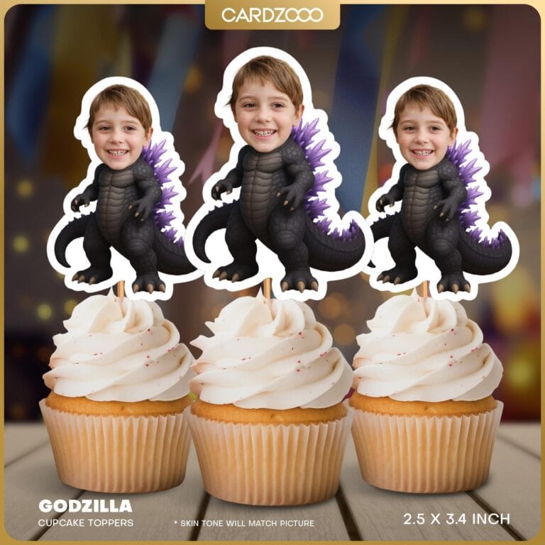 Godzilla Custom Face Cupcake Toppers