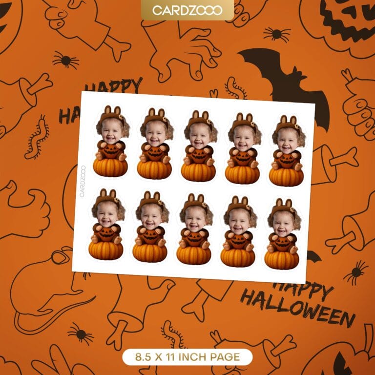 Labubu Pumpkin Halloween Custom Face Cupcake Toppers - Image 2