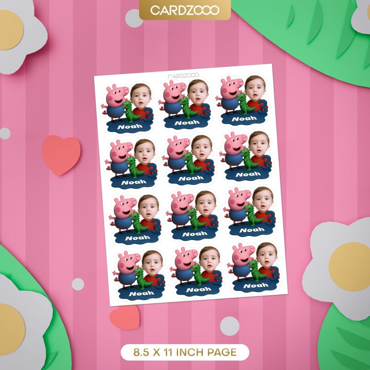 George and Dinosaur Custom Face Cupcake Toppers - Image 2