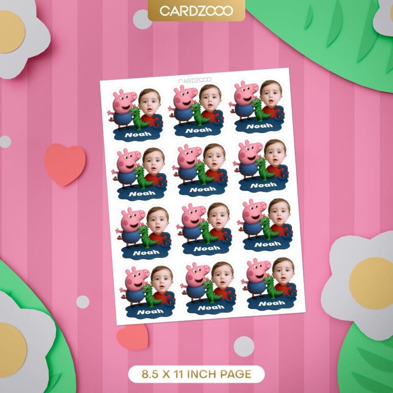 George and Dinosaur Custom Face Cupcake Toppers - Image 2