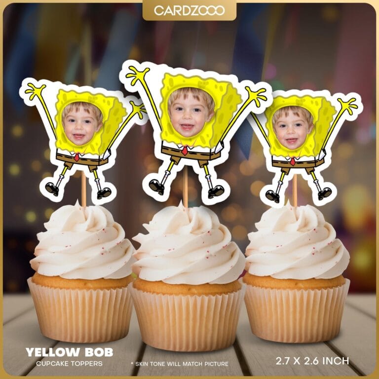 Sponge Bob Custom Face Cupcake Toppers