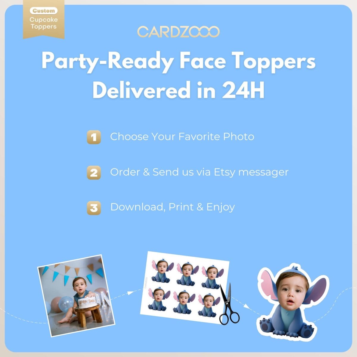 Stitch Custom Face Cupcake Toppers - Image 3