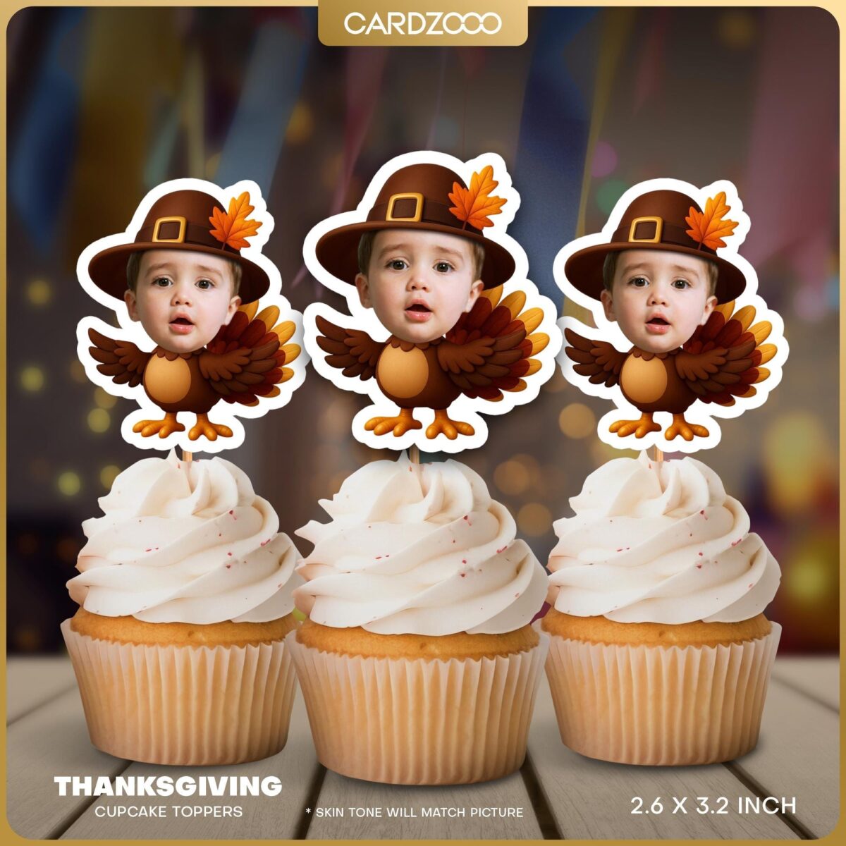 Turkey Custom Face Cupcake Toppers