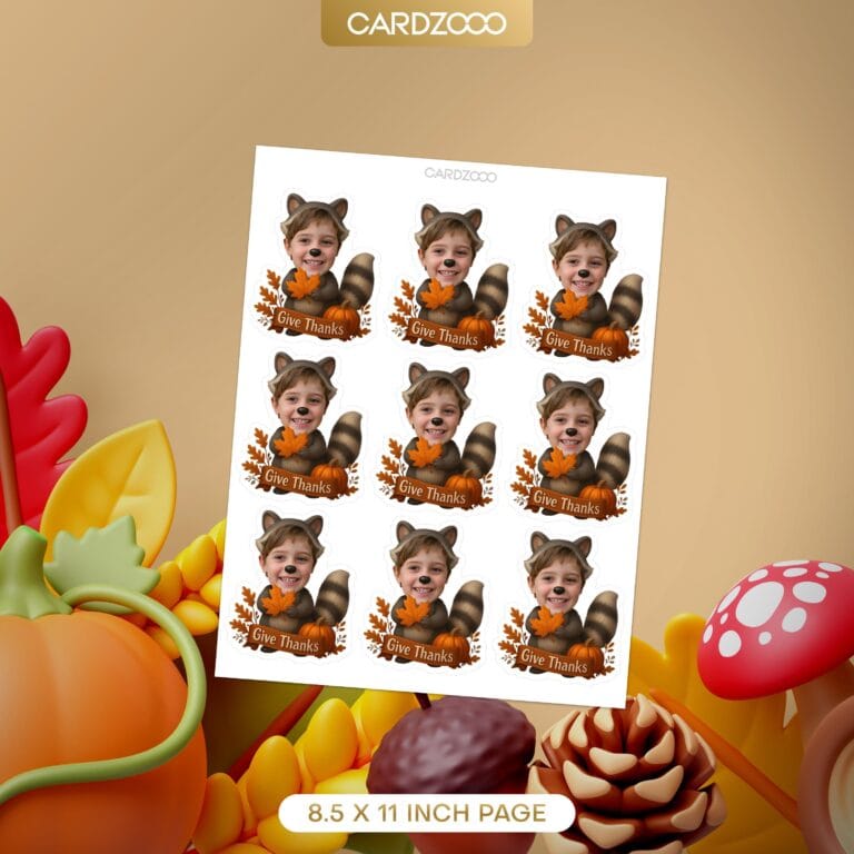 Thanksgiving Raccoon Custom Face Cupcake Toppers - Image 2