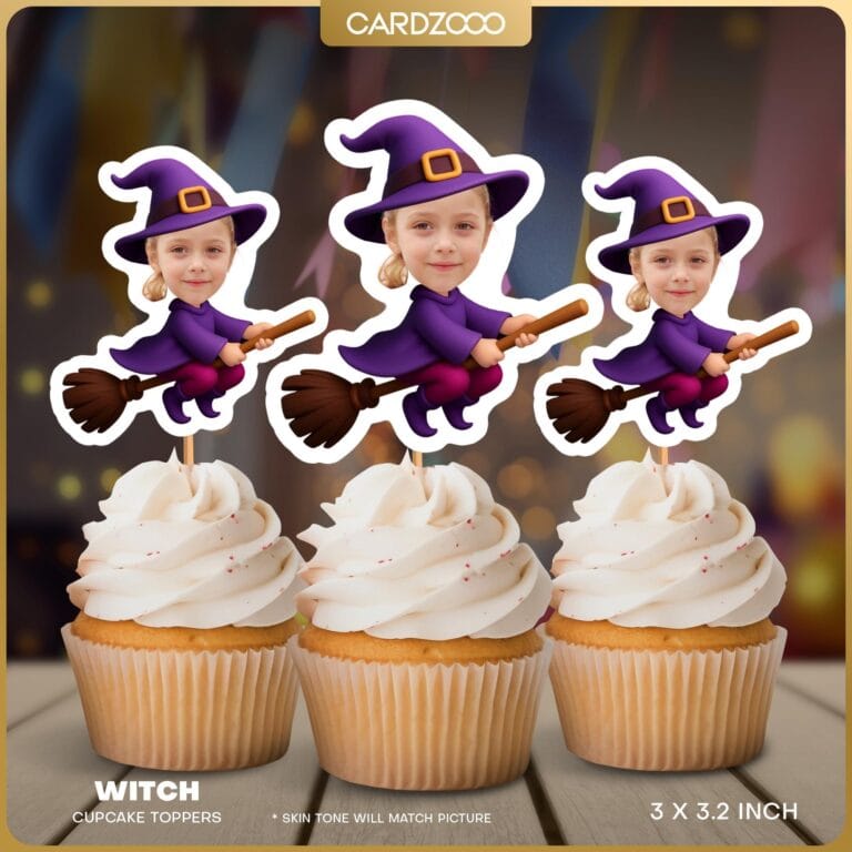 Custom Witch Face Cupcake Toppers