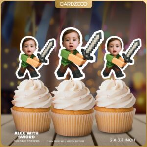 Alex with Sword Custom Face Cupcake Toppers