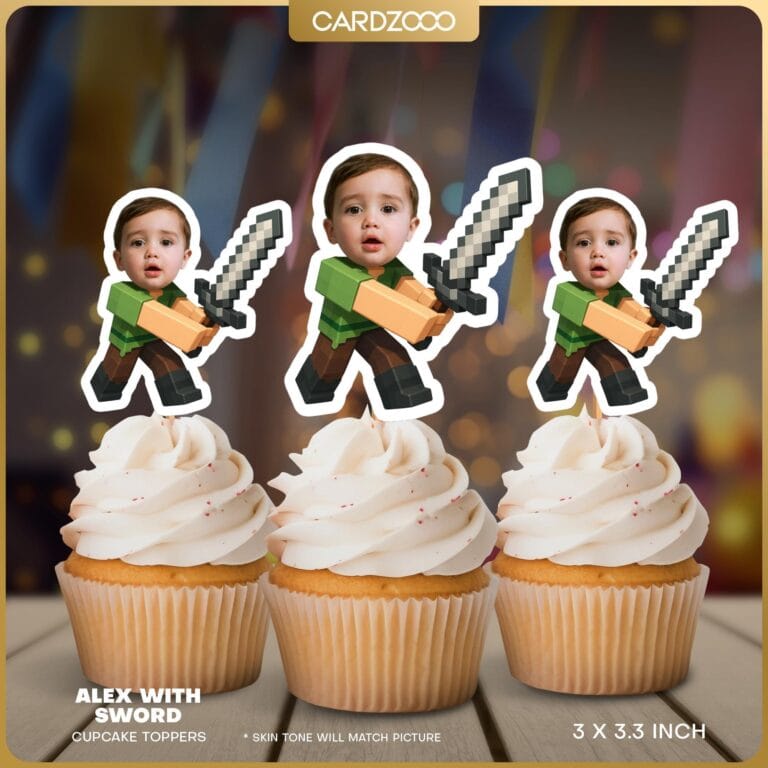 Alex with Sword Custom Face Cupcake Toppers