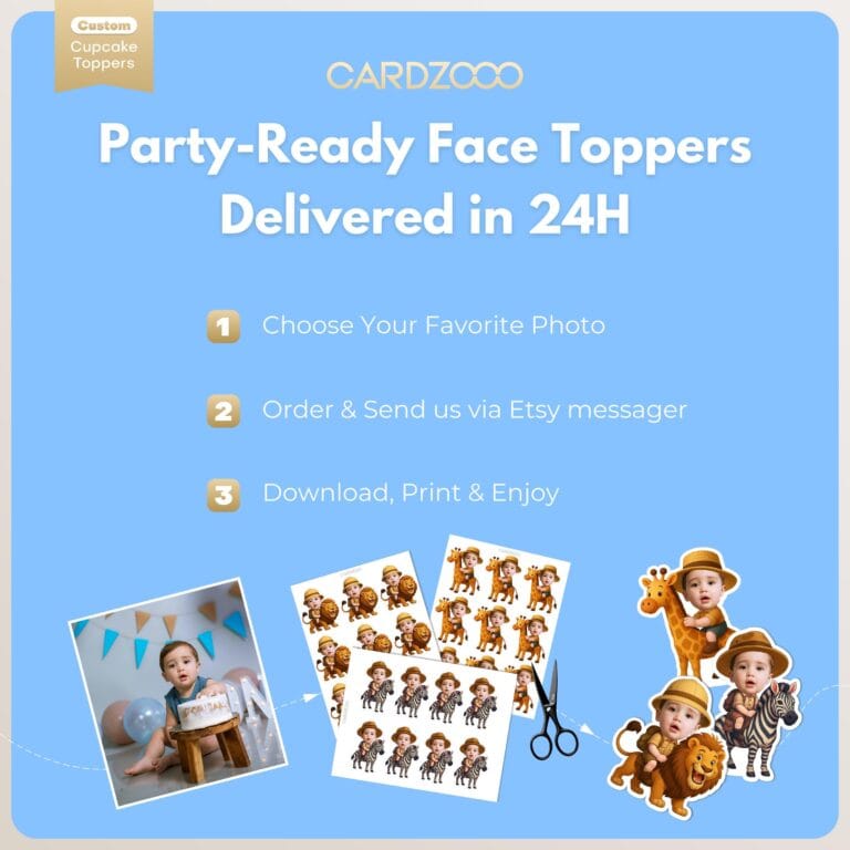 Safari Animals Custom Face Cupcake Toppers - Image 3