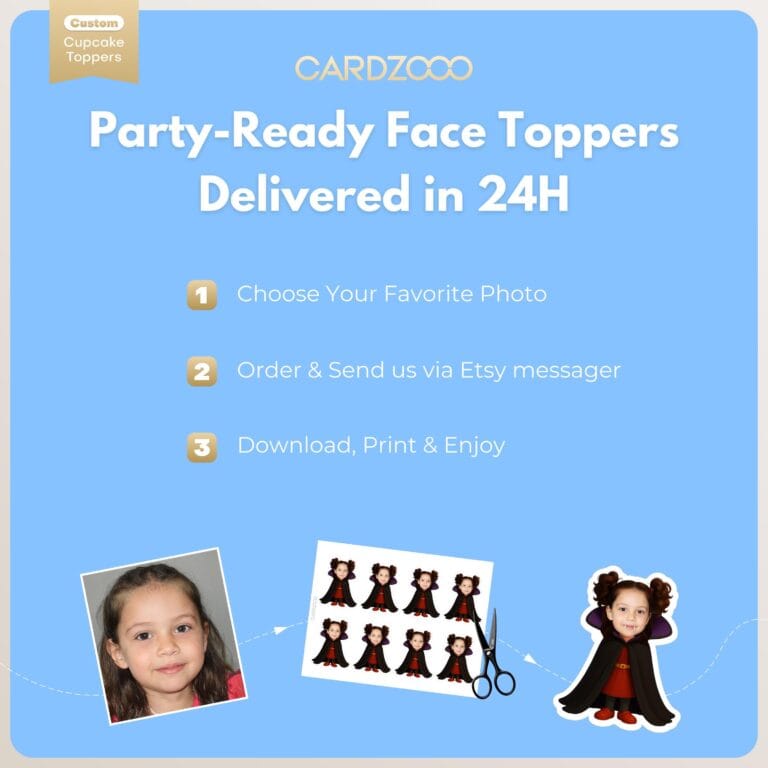 Vampire Girl Custom Face Cupcake Toppers - Image 3