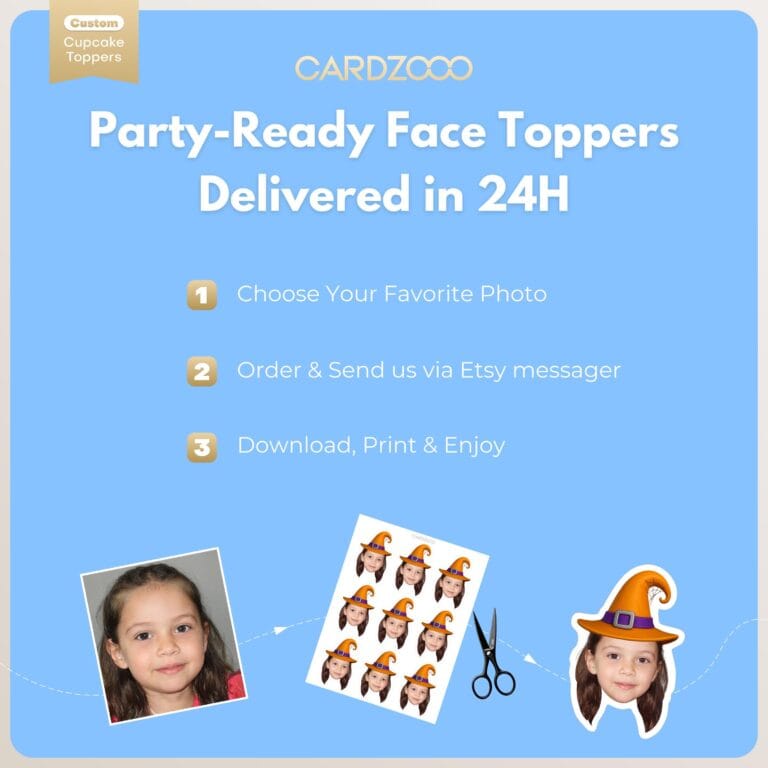 Custom Face Witch Hat Cupcake Toppers - Image 3