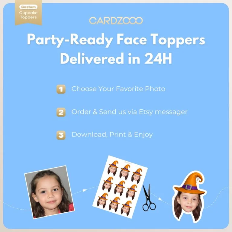 Custom Face Witch Hat Cupcake Toppers - Image 3