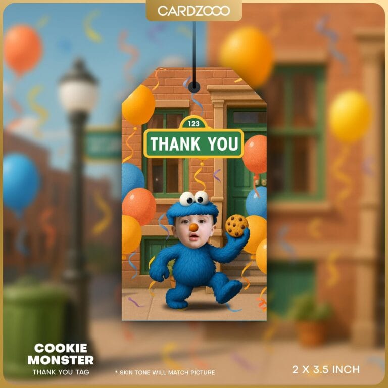 Cookie Monster Custom Face Thank You Tag
