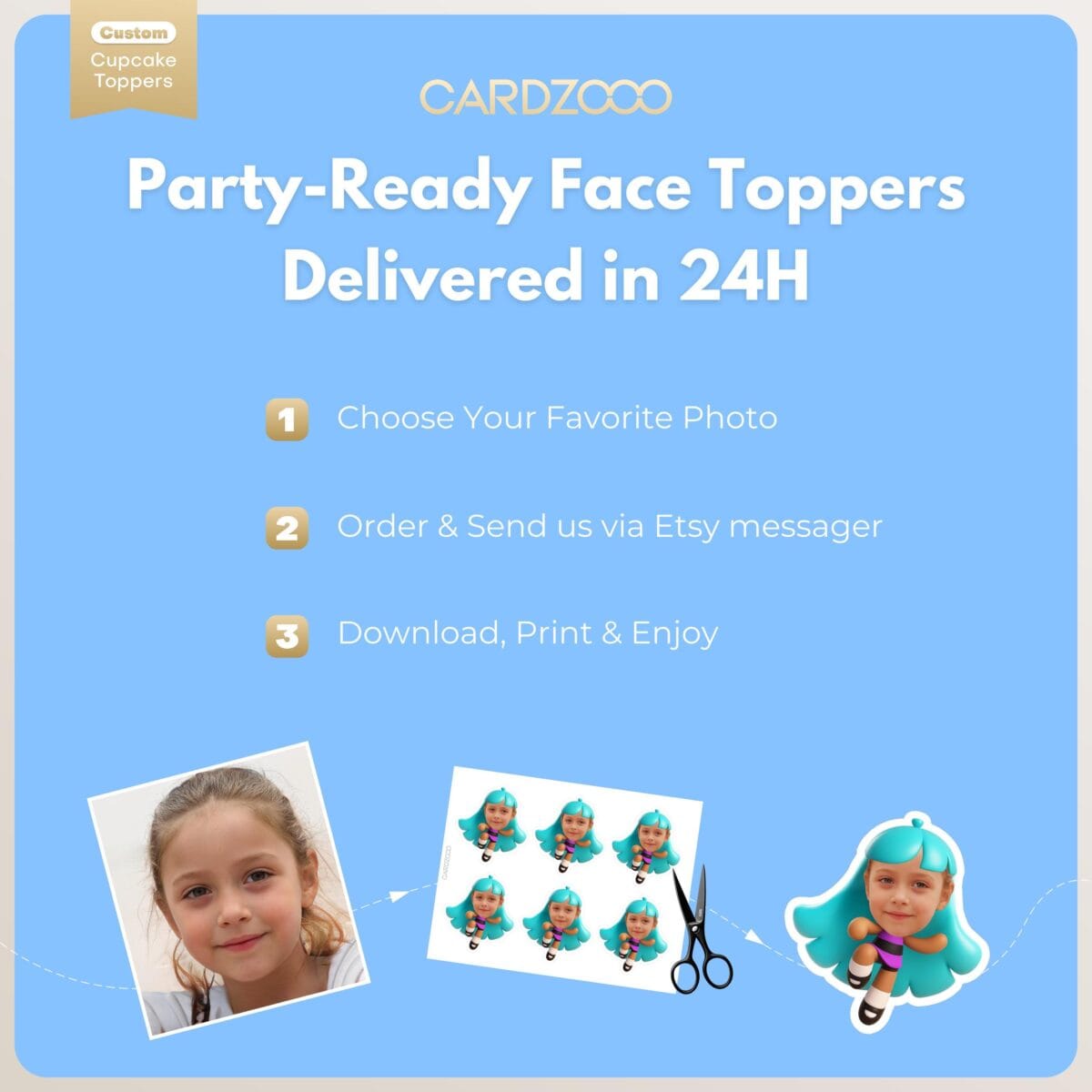 Bliss Custom Face Cupcake Toppers - Image 3