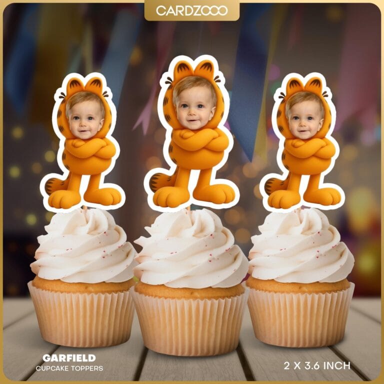Cute Cartoon Cat Personalized Cupcake Toppers