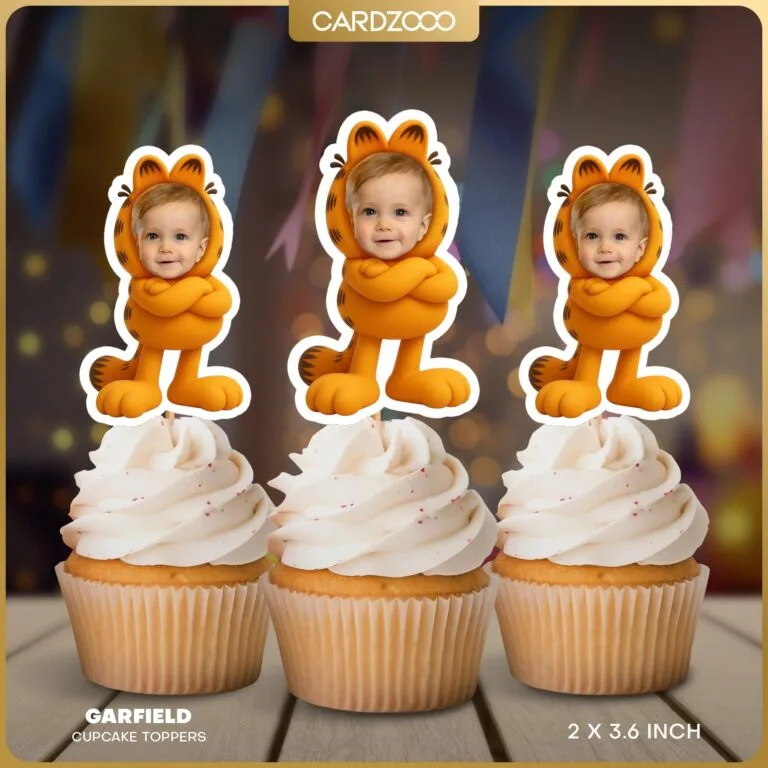 Cute Cartoon Cat Personalized Cupcake Toppers