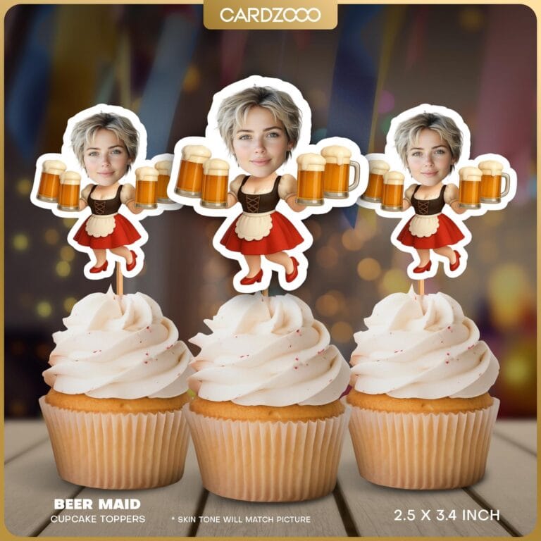Beer Maid Custom Face Cupcake Toppers