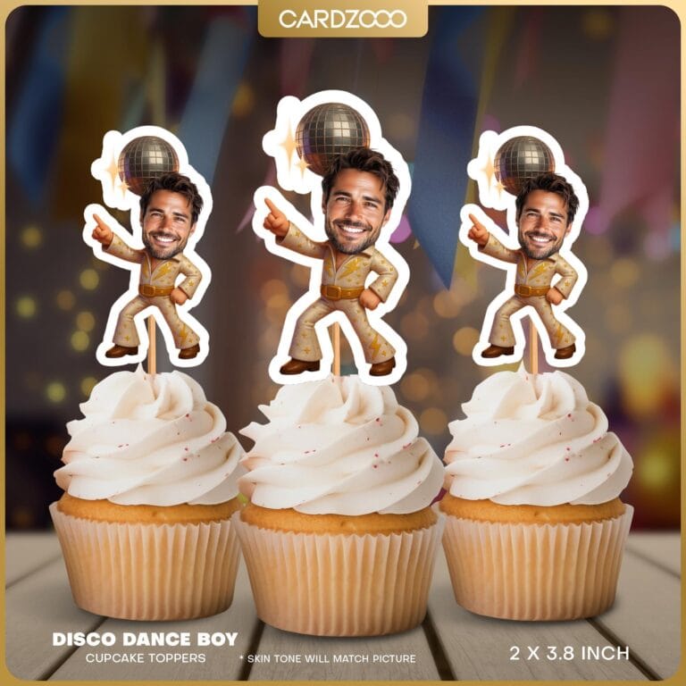 Disco Boy Custom Face Cupcake Toppers