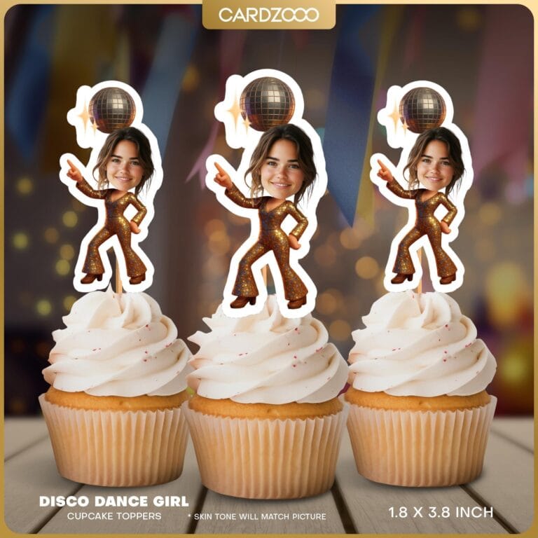 Disco Girl Custom Face Cupcake Toppers