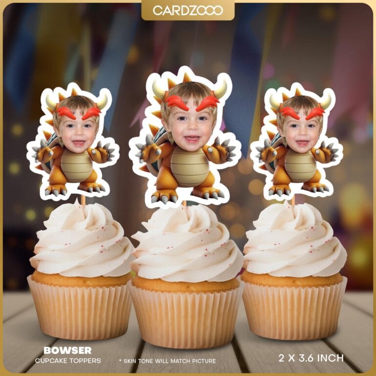 Bowser Custom Face Cupcake Toppers