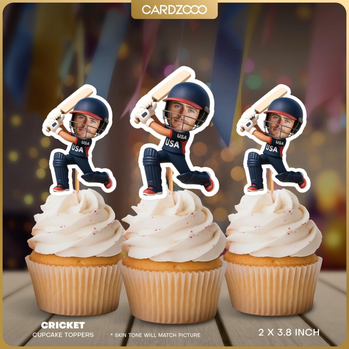 Cricket USA Custom Face Cupcake Toppers