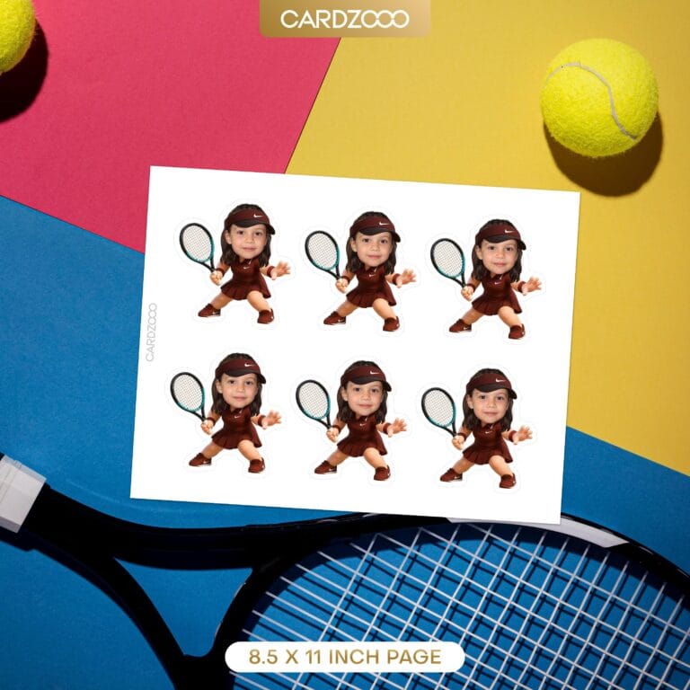 Tennis Red Girl Personalized Face Cupcake Toppers - Image 2