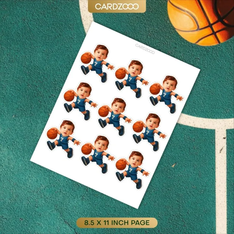 Blue Jersey Basketball Custom Face Cupcake Toppers - Image 2