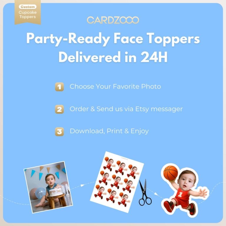 Custom Face Basketball Cupcake Toppers - Image 3