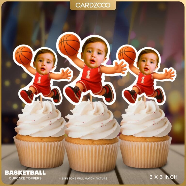 Custom Face Basketball Cupcake Toppers