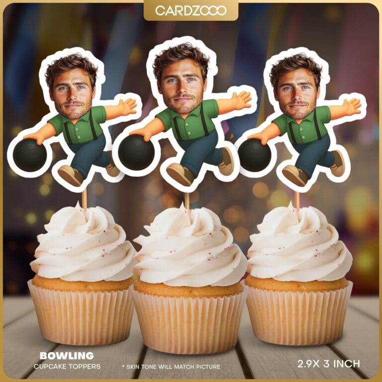 Bowling Custom Face Cupcake Toppers