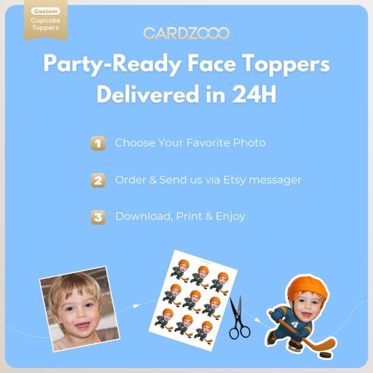 Custom Face Ice Hockey Cupcake Toppers - Image 3