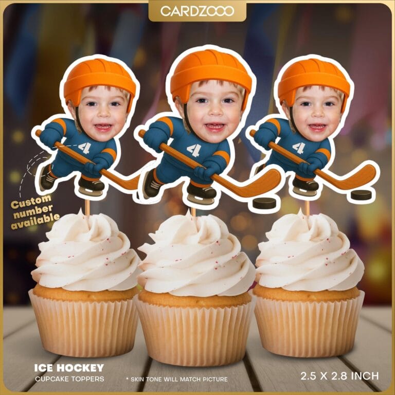Custom Face Ice Hockey Cupcake Toppers