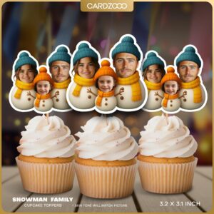 Custom Face Snowman Family Cupcake Toppers