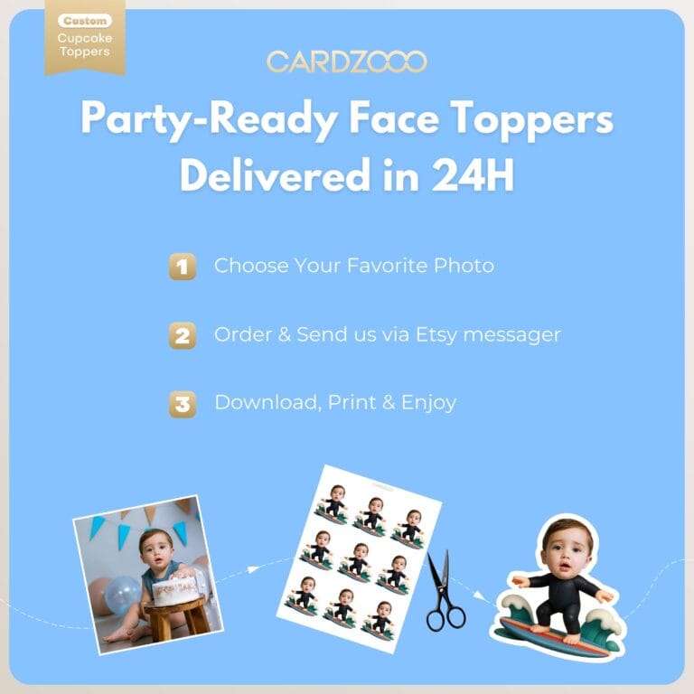 Surfing Personalized Face Cupcake Toppers - Image 3