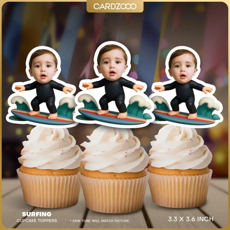 Surfing Personalized Face Cupcake Toppers