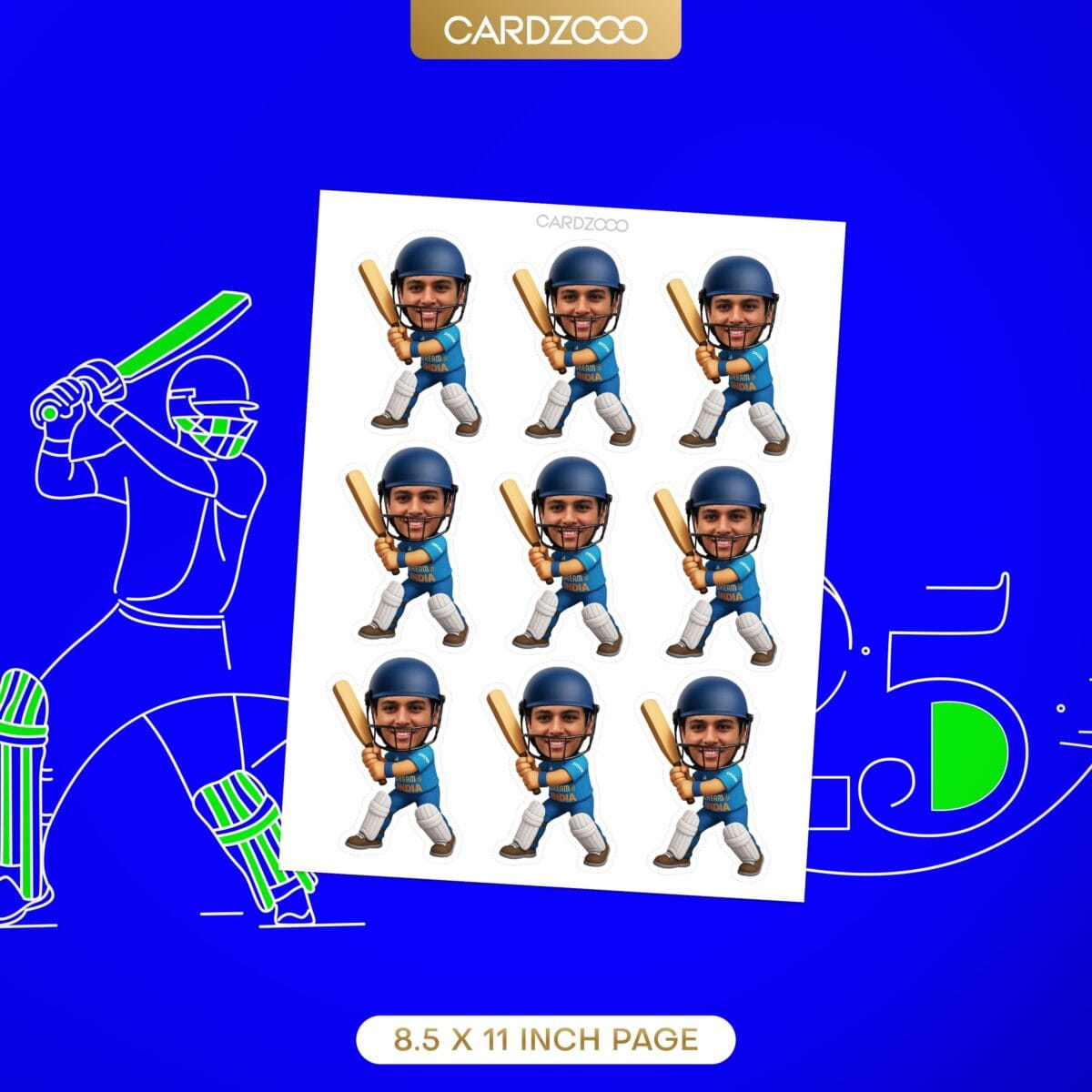 Cricket India Jersey Custom Face Cupcake Toppers - Image 2