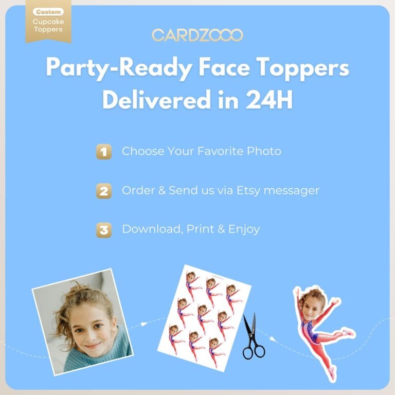 Gymnast Custom Face Cupcake Toppers - Image 3