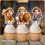 Safari Animals Custom Face Cupcake Toppers