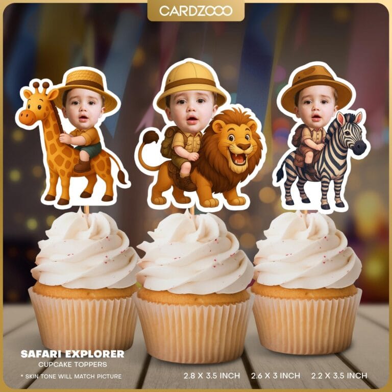 Safari Animals Custom Face Cupcake Toppers