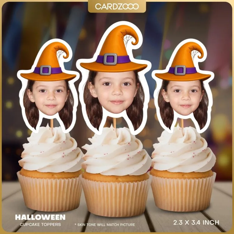 Custom Face Witch Hat Cupcake Toppers
