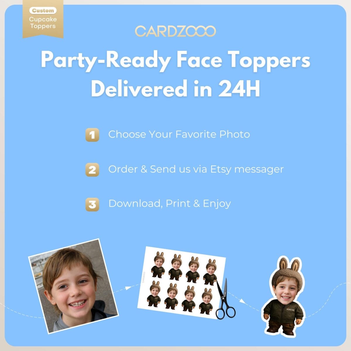 Labubu 2nd Gen Custom Face Cupcake Toppers - Image 3