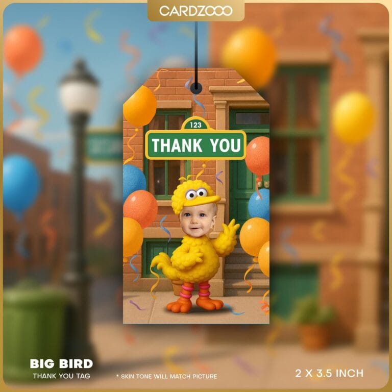 Big Bird Custom Face Thank You Tag