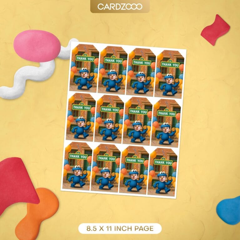 Cookie Monster Custom Face Thank You Tag - Image 2