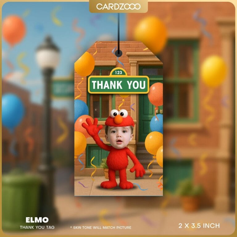 Elmo Custom Face Thank You Tag