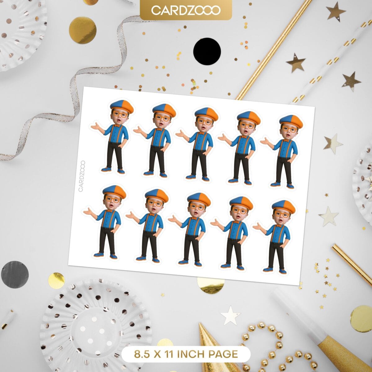 Orange and Blue Custom Face Cupcake Toppers - Image 2