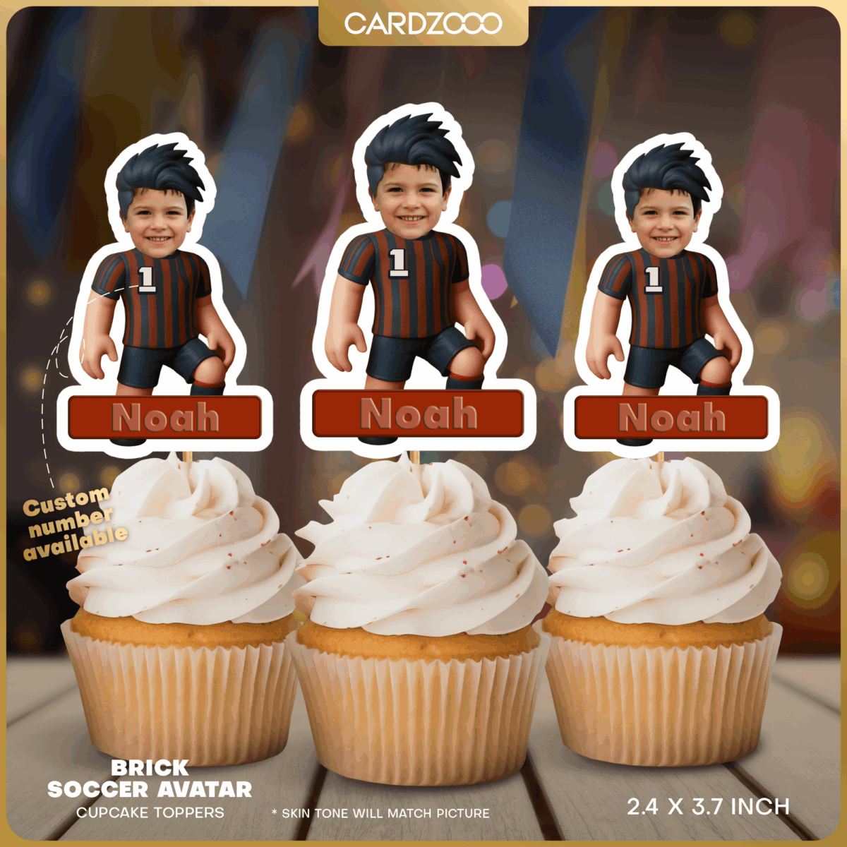 Brick Soccer Avatar Cupcake Toppers