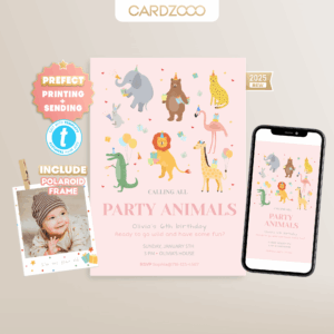 Calling All Party Animals Birthday Invitation