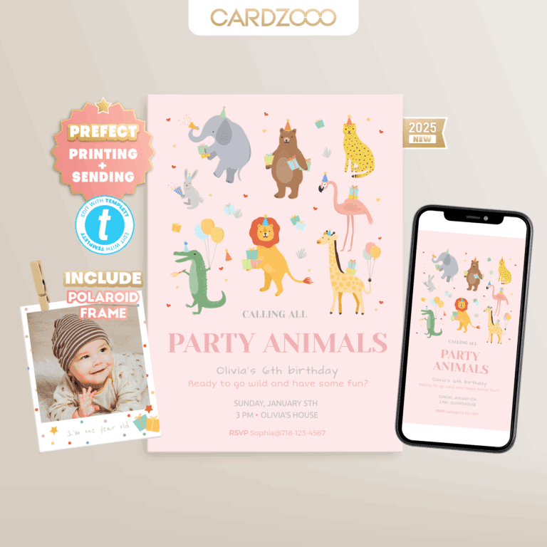 Calling All Party Animals Birthday Invitation