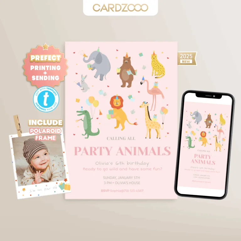 Calling All Party Animals Birthday Invitation