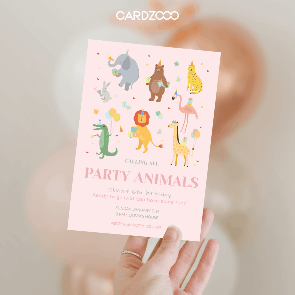 Calling All Party Animals Birthday Invitation, Safari Invitation For Kids Birthday - Image 2