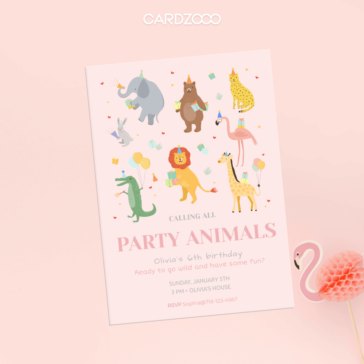 Calling All Party Animals Birthday Invitation, Safari Invitation For Kids Birthday - Image 3